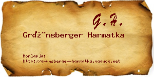 Grünsberger Harmatka névjegykártya